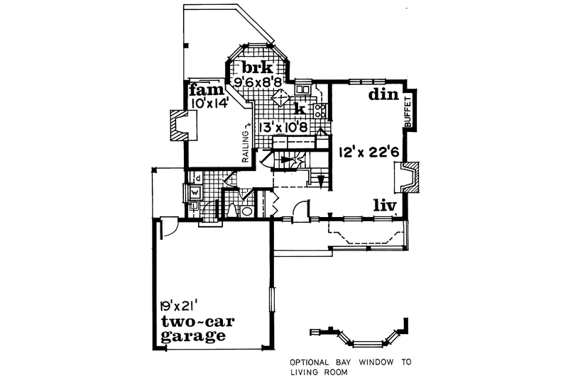 House Blueprint - Floor Plan - Main Floor for Victorian House Plan #47-984 - 3 bed, 2.5 bath