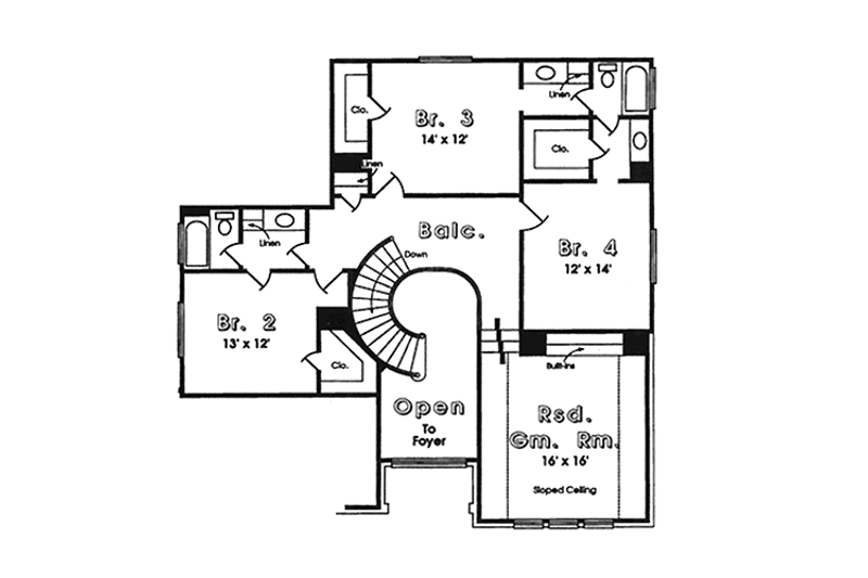 Dream House Plan - Floor Plan - Upper Floor for Country House Plan #974-7 - 4 bed, 3.5 bath