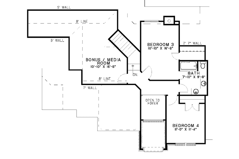 Dream House Plan - Floor Plan - Upper Floor for Mediterranean House Plan #17-3170 - 4 bed, 3 bath