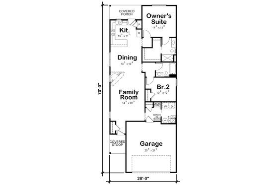 Floor Plan - Main Floor for Traditional House Plan #20-2341 - 2 bed, 2 bath