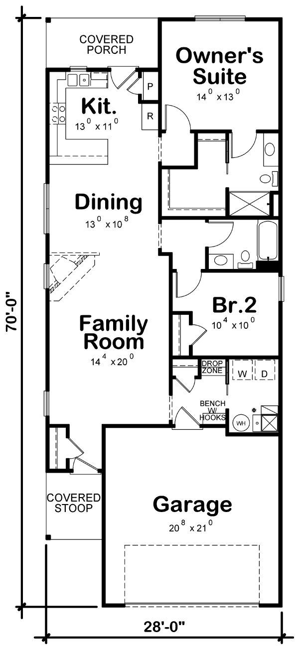 Architectural House Design - Traditional Floor Plan - Main Floor Plan #20-2341