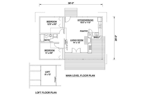 Floor Plan - Main Floor for Country House Plan #116-223 - 2 bed, 1 bath
