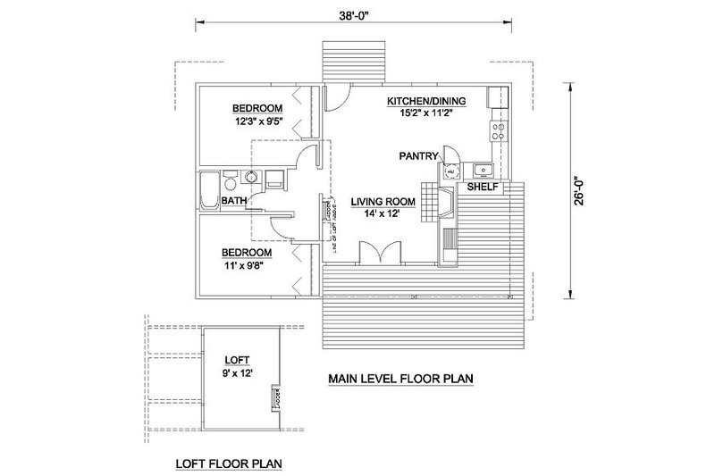 Country Style House Plan - 2 Beds 1 Baths 823 Sq/Ft Plan #116-223 ...