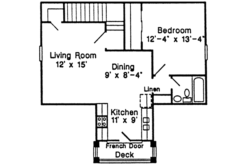 Architectural House Design - Floor Plan - Upper Floor House Plan #410-3578 - 1 bed, 1 bath