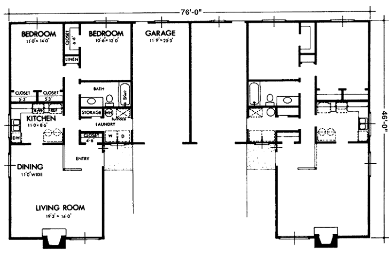 Home Plan - Floor Plan - Main Floor for Contemporary House Plan #320-1241 - 2 bed, 1 bath
