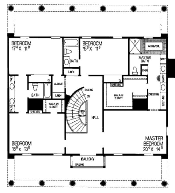 Dream House Plan - Classical Floor Plan - Upper Floor Plan #72-464