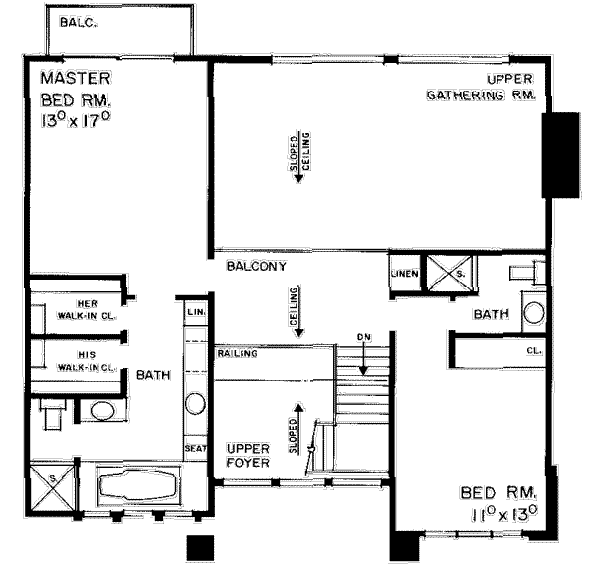 Contemporary Floor Plan - Upper Floor Plan #72-454