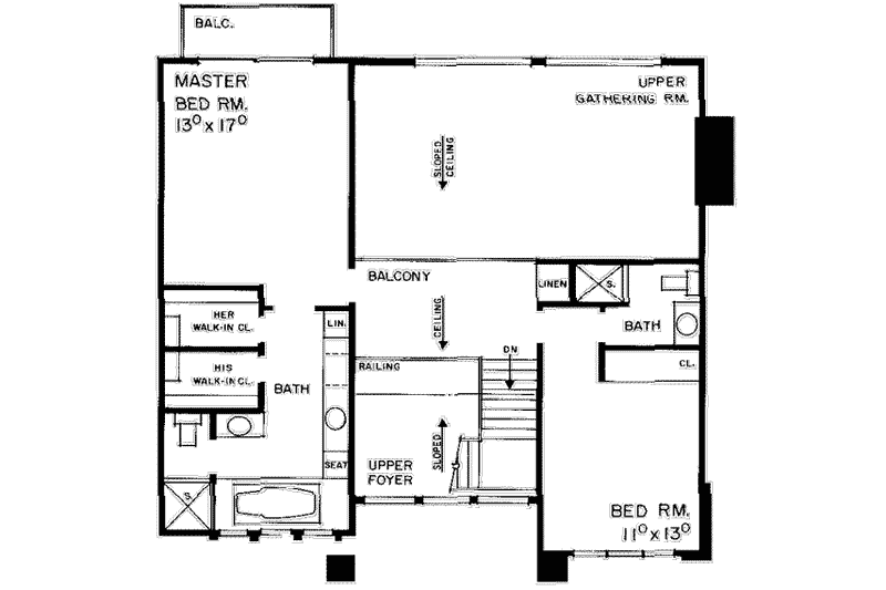 Dream House Plan - Floor Plan - Upper Floor for Contemporary House Plan #72-454 - 2 bed, 2.5 bath