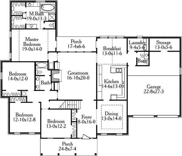 Dream House Plan - Country Floor Plan - Main Floor Plan #406-9626