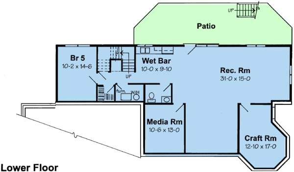 Floor Plan - Lower Floor for Victorian House Plan #312-627 - 4 bed, 2.5 bath