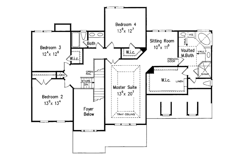 Home Plan - Floor Plan - Upper Floor for Classical House Plan #927-580 - 4 bed, 2.5 bath