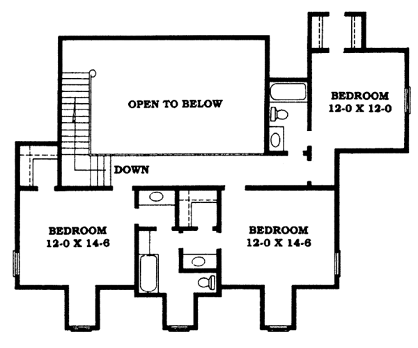 Architectural House Design - Classical Floor Plan - Upper Floor Plan #1014-63