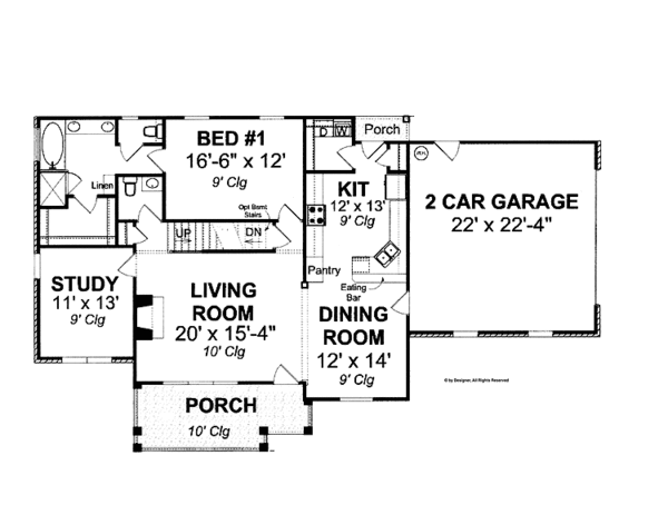 Architectural House Design - Traditional Floor Plan - Main Floor Plan #513-2101
