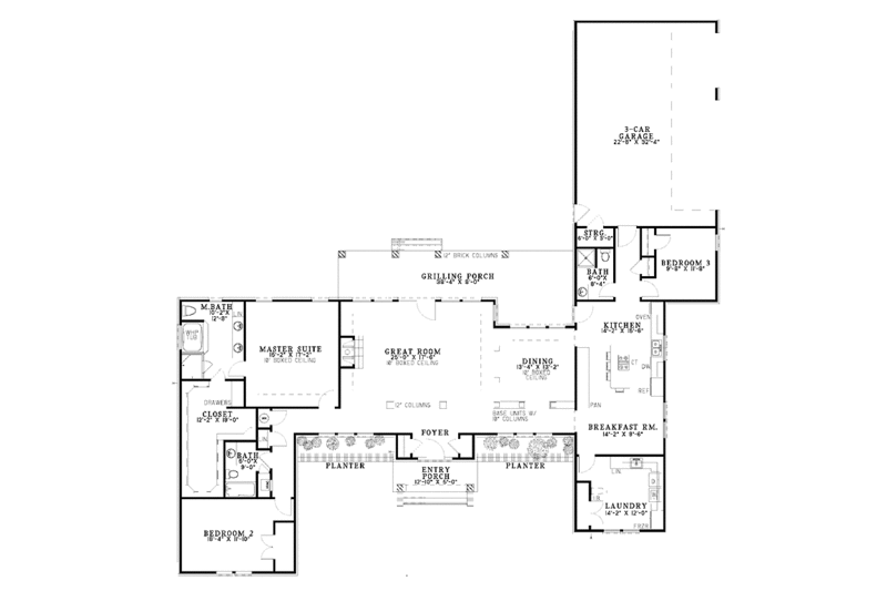 Home Plan - Floor Plan - Main Floor for Contemporary House Plan #17-2843 - 3 bed, 3 bath