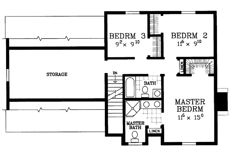 Home Plan - Floor Plan - Upper Floor for Colonial House Plan #72-1088 - 3 bed, 2.5 bath