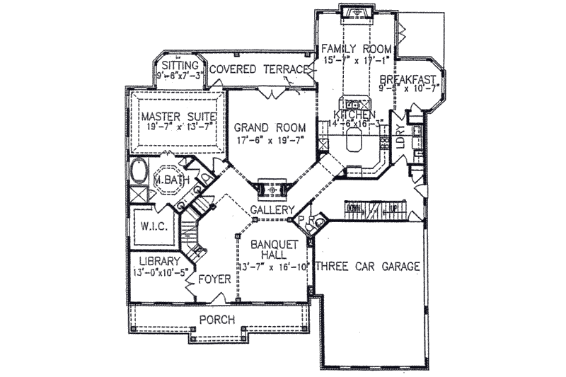 Home Plan - Floor Plan - Main Floor for Colonial House Plan #54-112 - 4 bed, 4.5 bath