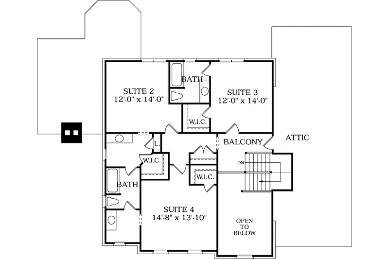 House Blueprint - Floor Plan - Upper Floor for Country House Plan #453-251 - 4 bed, 3.5 bath