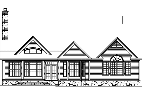 Exterior - Rear Elevation 2 for Ranch House Plan #929-601 - 3 bed, 2 bath