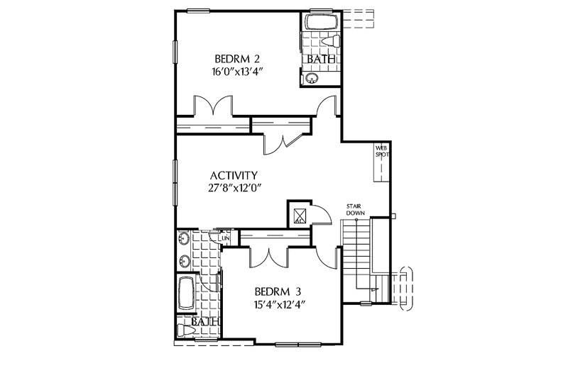 Architectural House Design - Floor Plan - Upper Floor for Mediterranean House Plan #999-173 - 3 bed, 3.5 bath