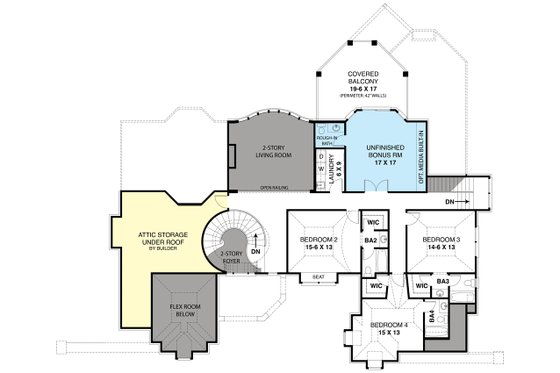 Floor Plan - Upper Floor for European House Plan #119-443 - 4 bed, 4.5 bath