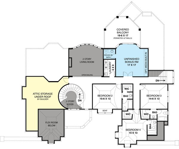 Architectural House Design - European Floor Plan - Upper Floor Plan #119-443