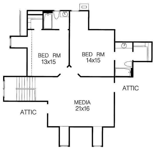 House Design - Traditional Floor Plan - Upper Floor Plan #15-300