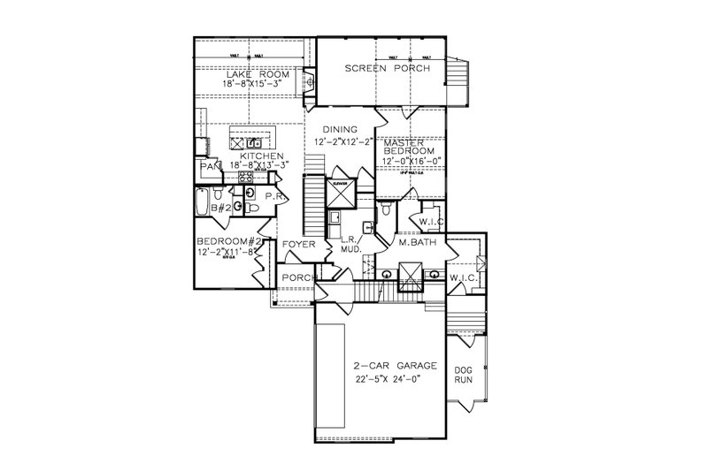 House Plan Design - Floor Plan - Main Floor for Farmhouse House Plan #54-440 - 2 bed, 2.5 bath