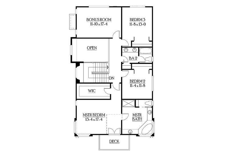 Dream House Plan - Floor Plan - Upper Floor for Craftsman House Plan #132-322 - 3 bed, 2.5 bath