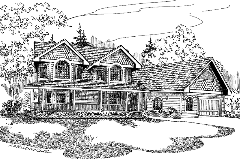 Home Plan - Exterior - Front Elevation 3 for Country House Plan #60-717 - 3 bed, 2.5 bath