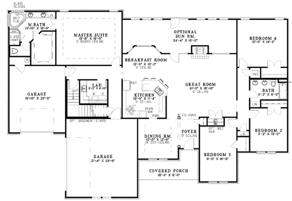 Home Plan - Traditional Floor Plan - Main Floor Plan #17-2955