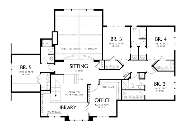 Architectural House Design - Traditional Floor Plan - Upper Floor Plan #48-876