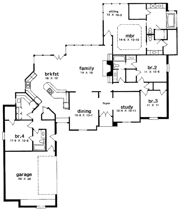 House Design - Country Floor Plan - Main Floor Plan #301-120