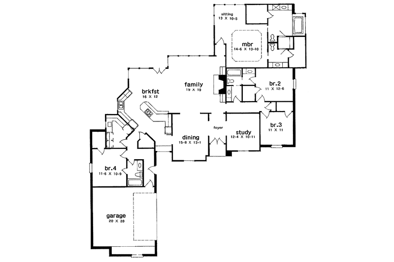 House Plan Design - Floor Plan - Main Floor for Country House Plan #301-120 - 4 bed, 3 bath