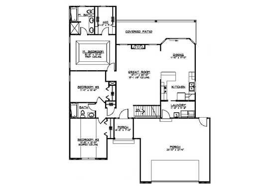 Floor Plan - Main Floor for Ranch House Plan #1064-4 - 4 bed, 3 bath