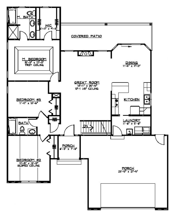 Floor Plan - Main Floor for Ranch House Plan #1064-4 - 4 bed, 3 bath