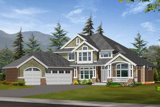 Exterior - Front Elevation 3 for Craftsman House Plan #132-373 - 4 bed, 4 bath