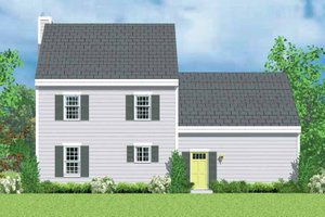 Colonial Exterior - Rear Elevation Plan #72-1087