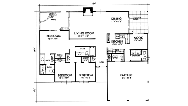 Architectural House Design - Mediterranean Floor Plan - Main Floor Plan #320-1388