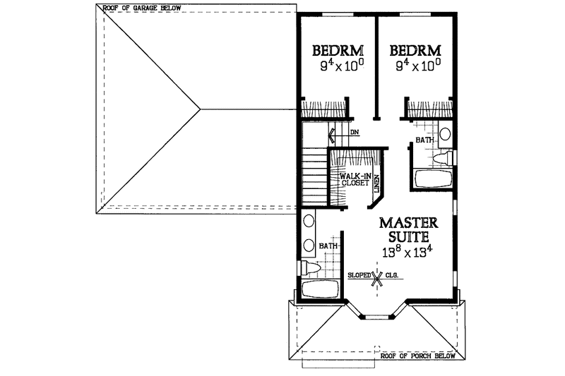 House Blueprint - Floor Plan - Upper Floor for Country House Plan #72-1111 - 3 bed, 2.5 bath