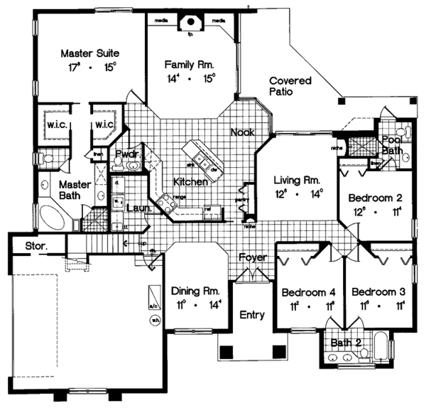 House Plan Design - Mediterranean Floor Plan - Main Floor Plan #417-573