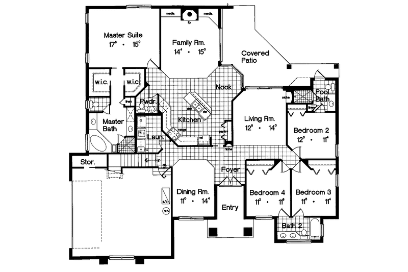 Home Plan - Floor Plan - Main Floor for Mediterranean House Plan #417-573 - 4 bed, 3.5 bath