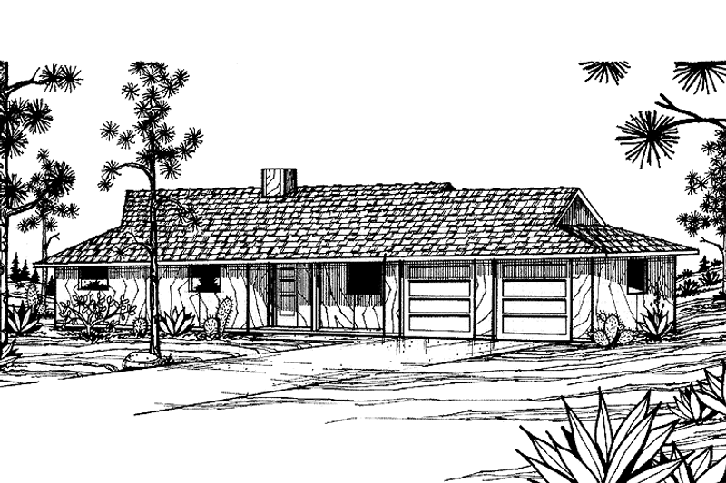 Architectural House Design - Exterior - Front Elevation 3 for Contemporary House Plan #60-667 - 3 bed, 2 bath