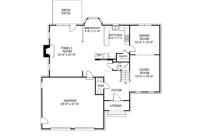 House Blueprint - Floor Plan - Main Floor for Traditional House Plan #453-101 - 3 bed, 2.5 bath
