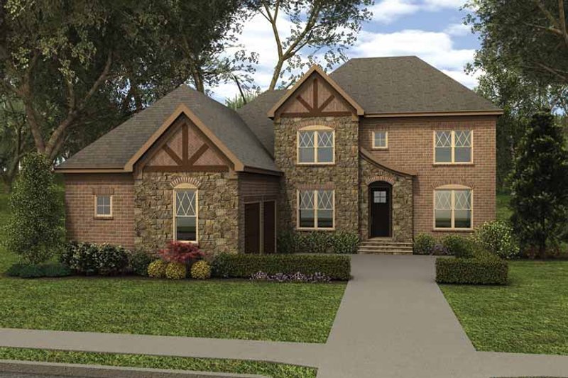 Dream House Plan - Tudor Exterior - Front Elevation Plan #413-910