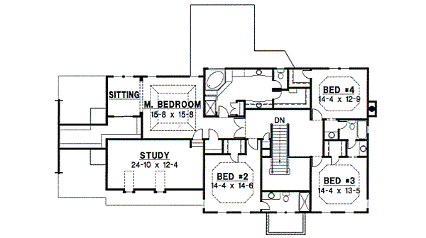 Colonial Floor Plan - Upper Floor Plan #67-621