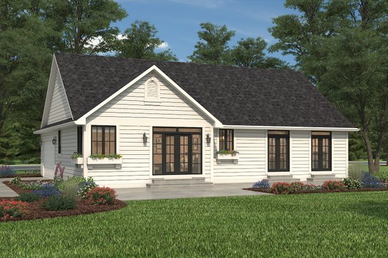 Exterior - Rear Elevation 1 for Ranch House Plan #427-5 - 3 bed, 2 bath
