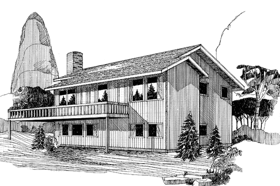 Exterior - Front Elevation 3 for European House Plan #60-903 - 4 bed, 3 bath