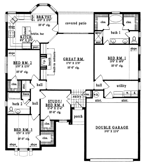 Craftsman Style House  Plan  4 Beds 2 Baths 1931 Sq Ft 