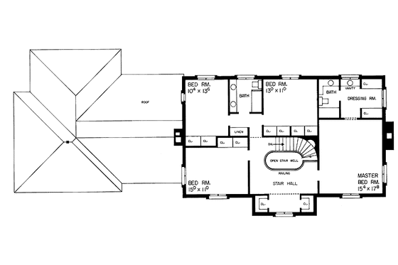 Floor Plan - Upper Floor for Country House Plan #72-612 - 4 bed, 2 bath