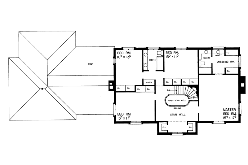 House Blueprint - Floor Plan - Upper Floor for Country House Plan #72-612 - 4 bed, 2 bath